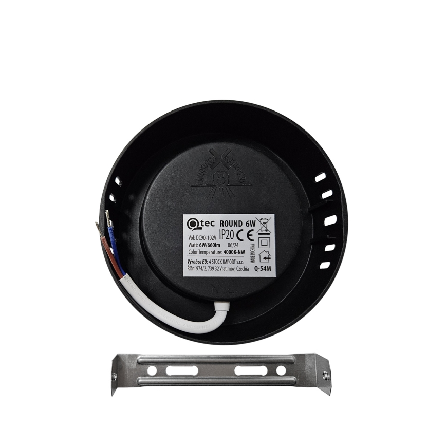 LED Plafonjera ROUND LED/6W/230V 4000K pr. 12,1 cm crno