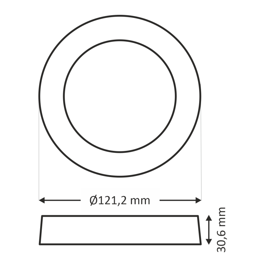 LED Plafonjera ROUND LED/6W/230V 4000K pr. 12,1 cm crno