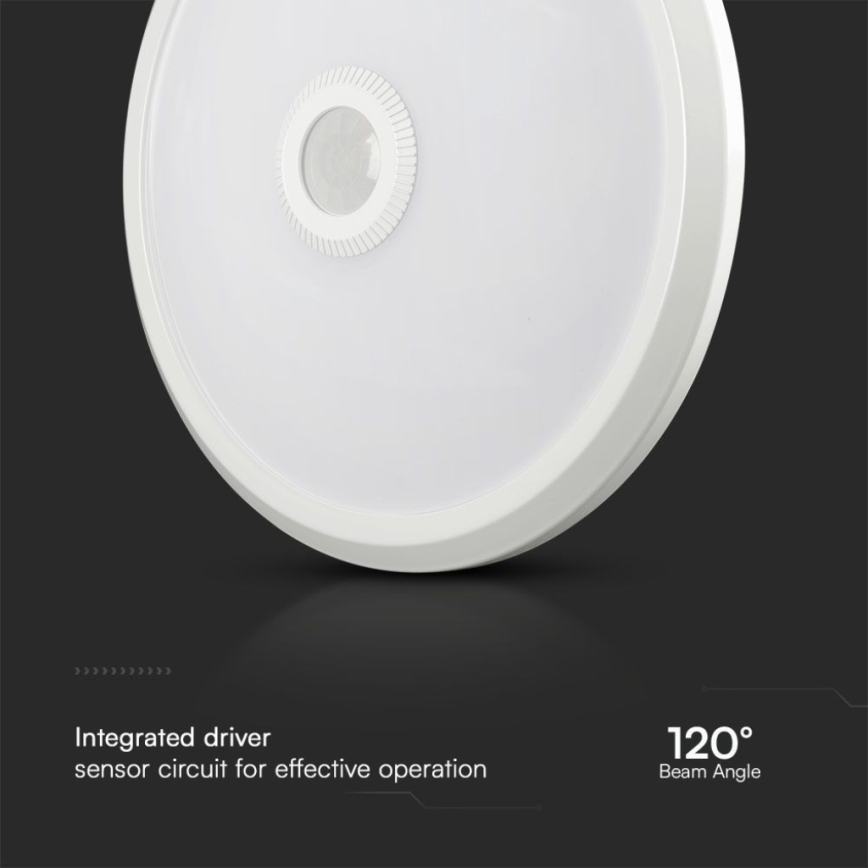 LED Plafonjera sa senzorom SAMSUNG CHIP LED/12W/230V 3000/4000/6000K pr. 29 cm bela