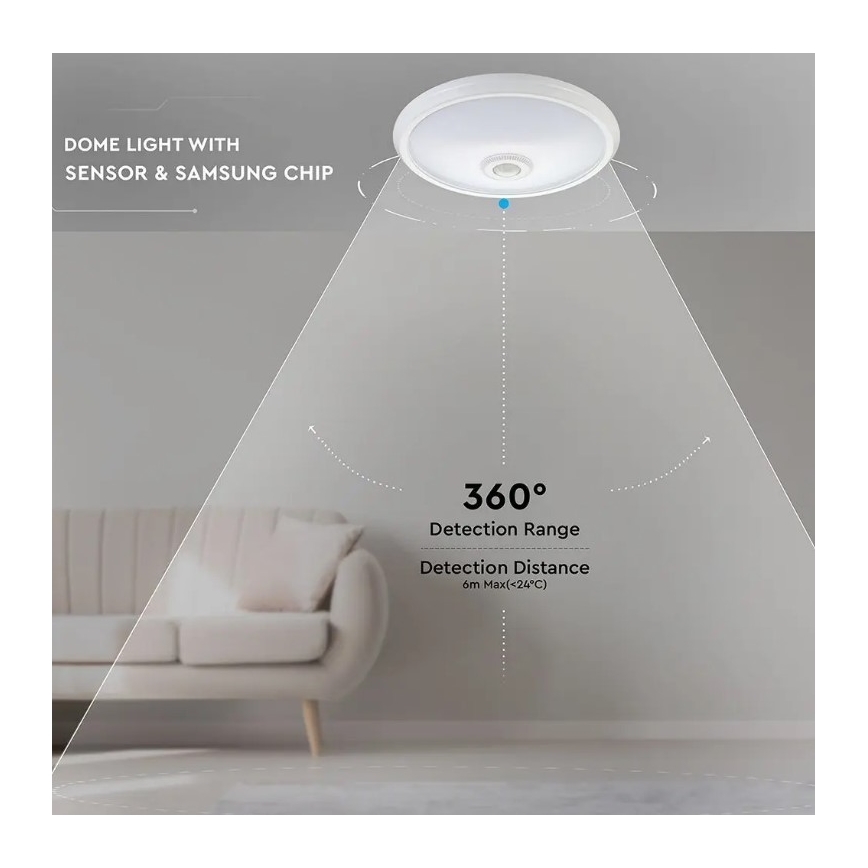 LED Plafonjera sa senzorom SAMSUNG CHIP LED/12W/230V 4000K pr. 29 cm