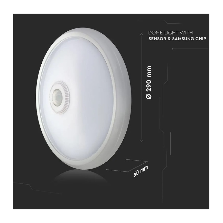 LED Plafonjera sa senzorom SAMSUNG CHIP LED/12W/230V 6400K pr. 29 cm