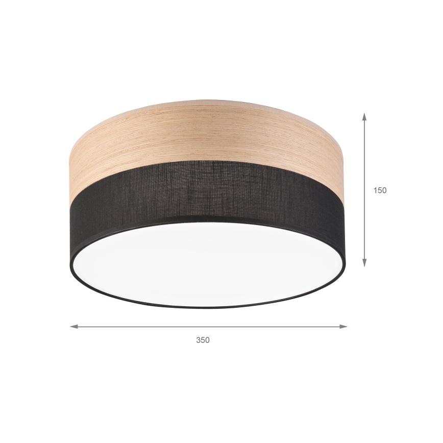 LED Plafonjera SIRJA WOOD LED/20W/230V pr. 35 cm crno/hrast