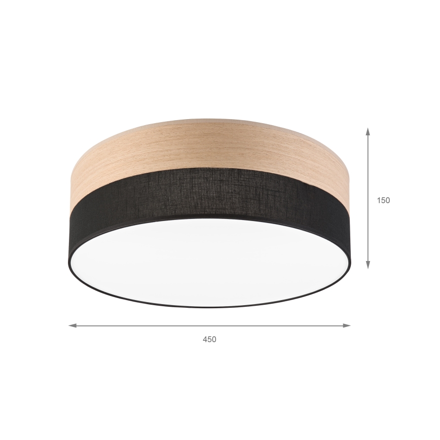LED Plafonjera SIRJA WOOD LED/36W/230V pr. 45 cm crno/hrast