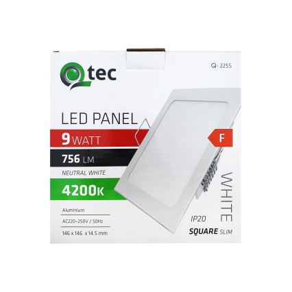 LED Plafonjera SQUARE LED/9W/230V 4200K 14,6x14,6 cm bela