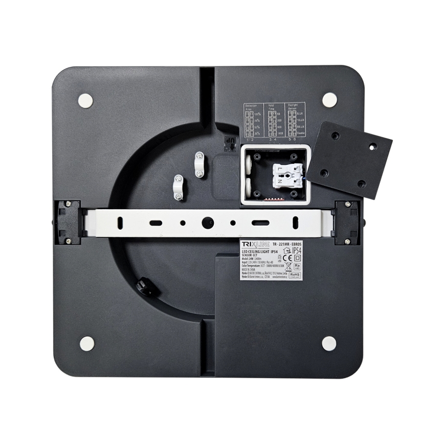 LED Plafonjera za kupatilo sa senzorom ELLÉ LED/24W/230V 3000/4000/6500K 26x26 cm IP54 antracit
