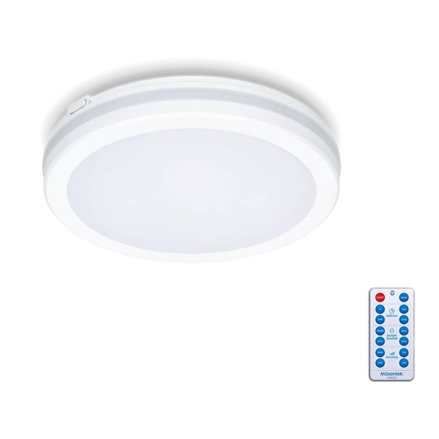 LED Plafonjera za kupatilo sa senzorom LED/12W/230V 3000/4000/6500K IP65 pr. 20 cm bela + Daljinski upravljač