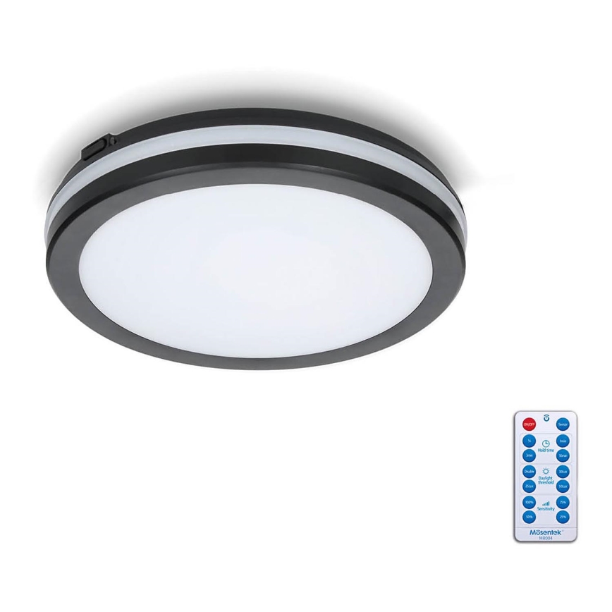 LED Plafonjera za kupatilo sa senzorom LED/12W/230V 3000/4000/6500K IP65 pr. 20 cm crno + Daljinski upravljač