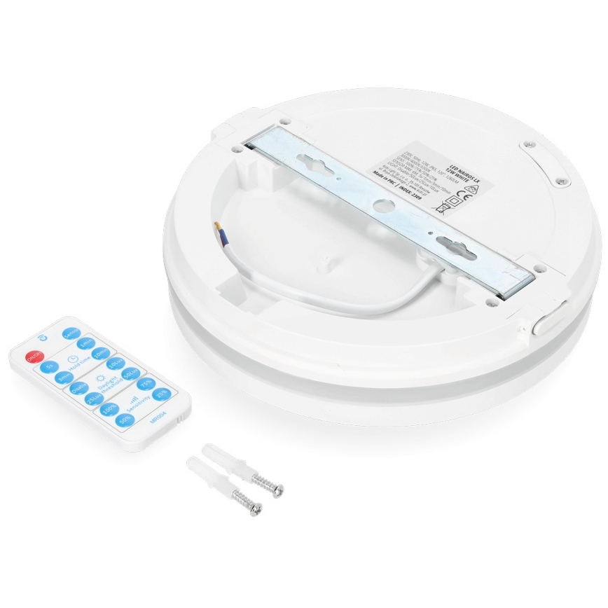 LED Plafonjera za kupatilo sa senzorom LED/12W/230V 3000/4000/6500K IP65 pr. 20 cm bela + Daljinski upravljač