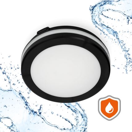 LED Plafonjera za kupatilo sa senzorom LED/12W/230V 3000/4000/6500K IP65 pr. 20 cm crno + Daljinski upravljač