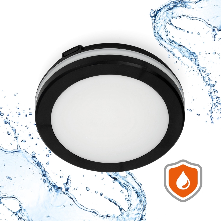 LED Plafonjera za kupatilo sa senzorom LED/12W/230V 3000/4000/6500K IP65 pr. 20 cm crno + Daljinski upravljač