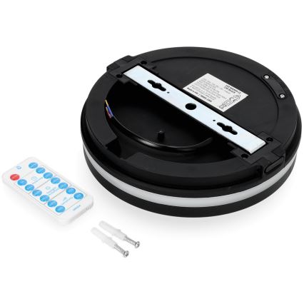 LED Plafonjera za kupatilo sa senzorom LED/12W/230V 3000/4000/6500K IP65 pr. 20 cm crno + Daljinski upravljač