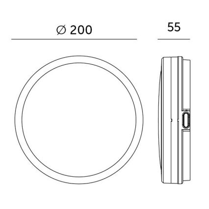 LED Plafonjera za kupatilo sa senzorom LED/12W/230V 3000/4000/6500K IP65 pr. 20 cm crno + Daljinski upravljač