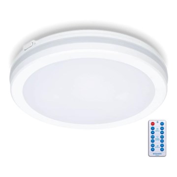 LED Plafonjera za kupatilo sa senzorom LED/18W/230V 3000/4000/6500K IP65 pr. 30 cm bela + Daljinski upravljač