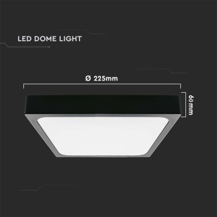 LED Plafonjera za kupatilo sa senzorom LED/18W/230V 4000K IP44 22,5x22,5 cm crno