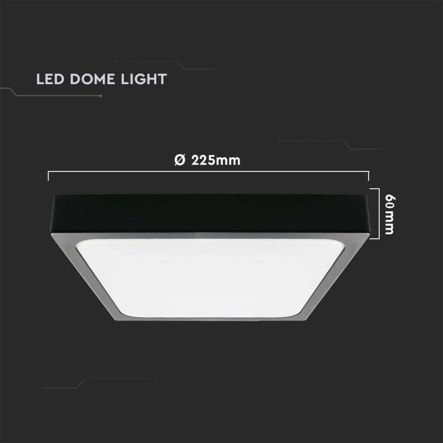 LED Plafonjera za kupatilo sa senzorom LED/18W/230V 4000K IP44 22,5x22,5 cm crno