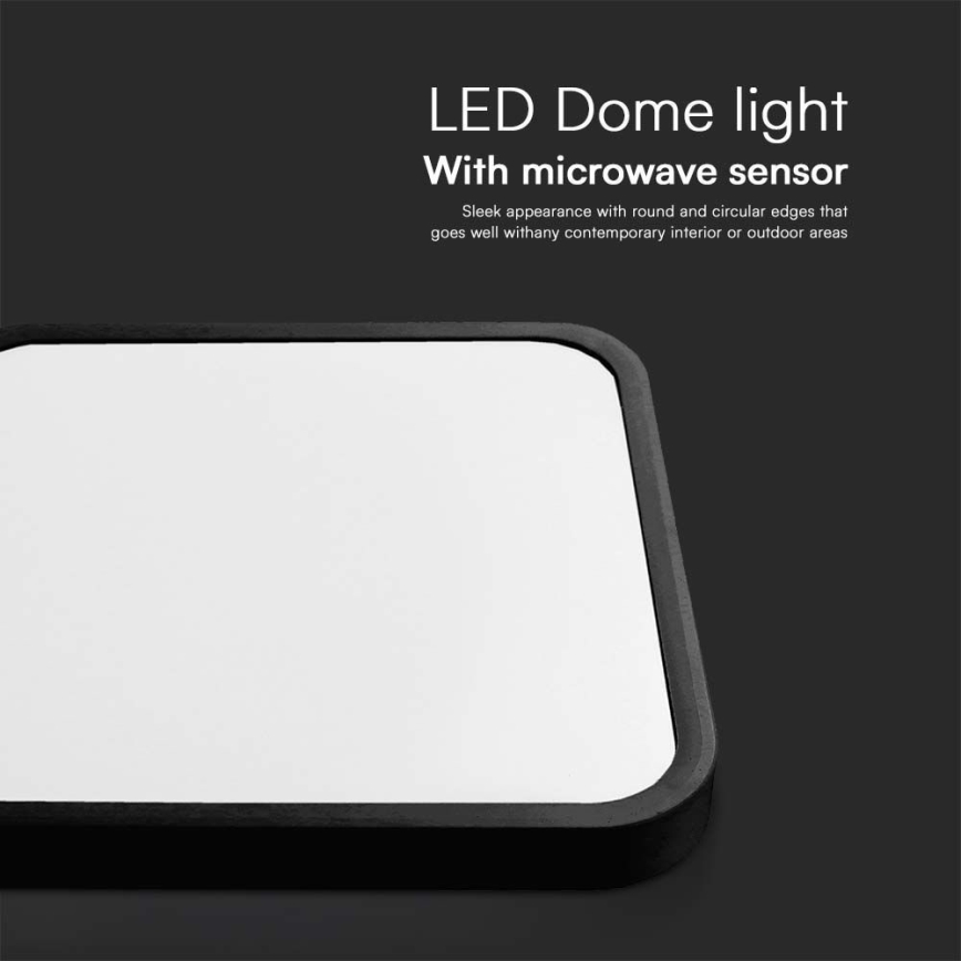 LED Plafonjera za kupatilo sa senzorom LED/18W/230V 4000K IP44 crno + Daljinski upravljač
