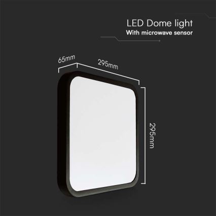 LED Plafonjera za kupatilo sa senzorom LED/18W/230V 4000K IP44 crno + Daljinski upravljač