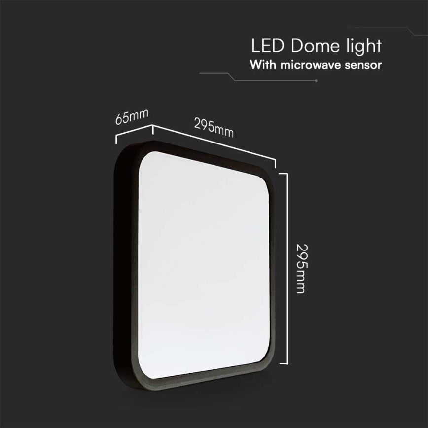 LED Plafonjera za kupatilo sa senzorom LED/18W/230V 4000K IP44 crno + Daljinski upravljač