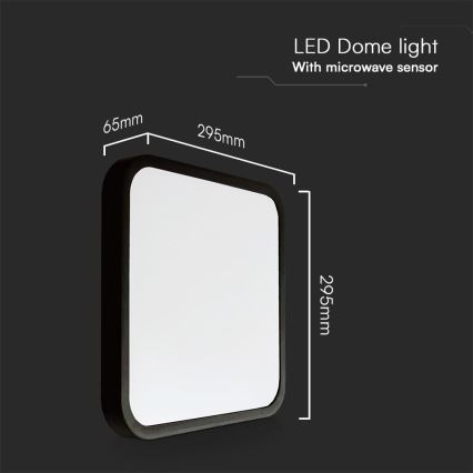 LED Plafonjera za kupatilo sa senzorom SAMSUNG CHIP LED/18W/230V IP44 4000K 29x29 cm crno + Daljinski upravljač