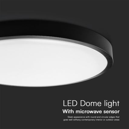 LED Plafonjera za kupatilo sa senzorom SAMSUNG CHIP LED/18W/230V IP44 4000K pr. 29 cm crno + Daljinski upravljač