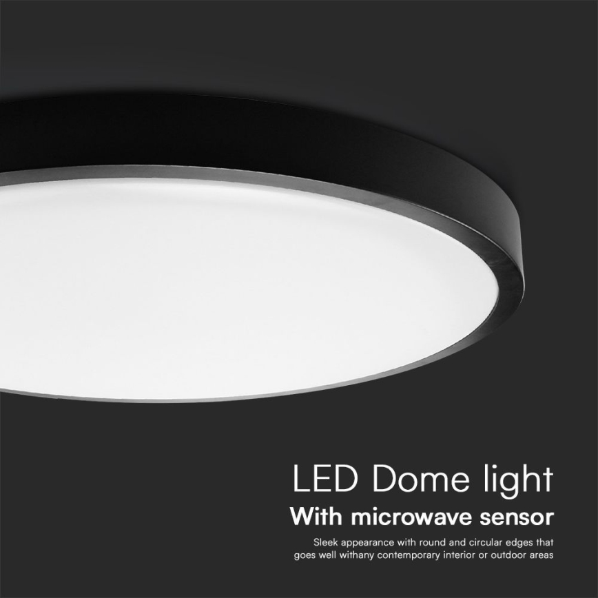 LED Plafonjera za kupatilo sa senzorom SAMSUNG CHIP LED/18W/230V IP44 4000K pr. 29 cm crno + Daljinski upravljač