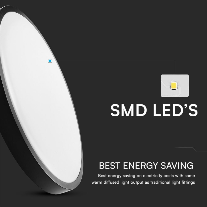 LED Plafonjera za kupatilo sa senzorom SAMSUNG CHIP LED/18W/230V IP44 4000K pr. 29 cm crno + Daljinski upravljač