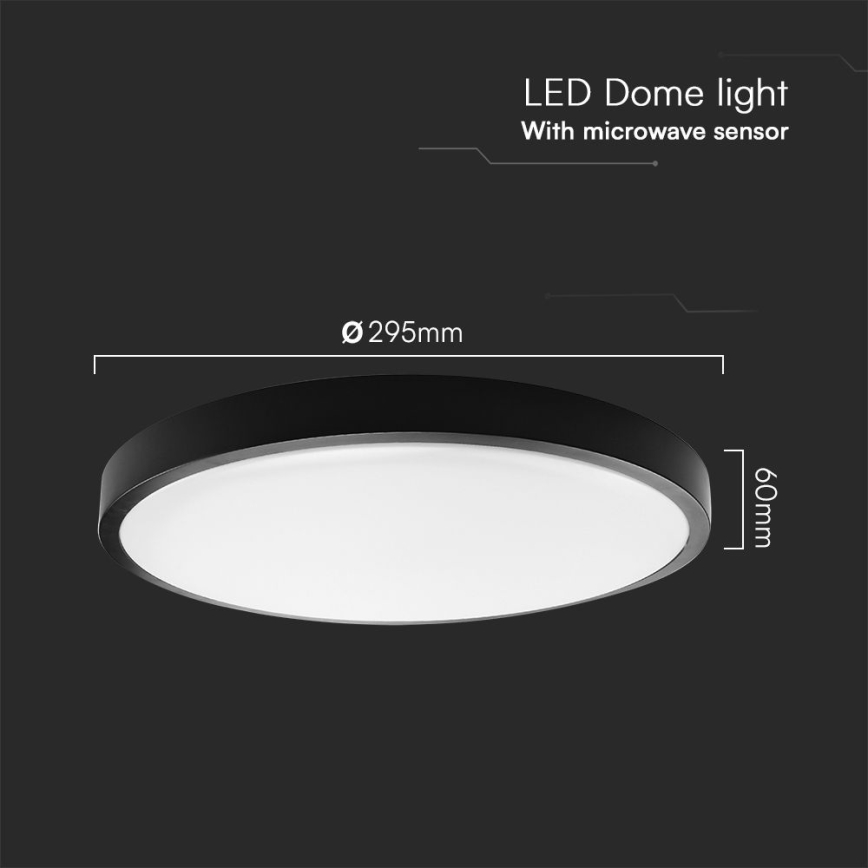 LED Plafonjera za kupatilo sa senzorom SAMSUNG CHIP LED/18W/230V IP44 4000K pr. 29 cm crno + Daljinski upravljač
