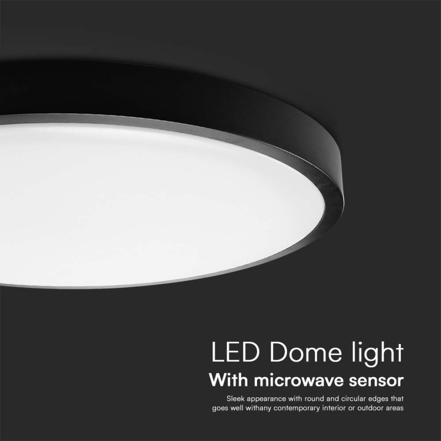 LED Plafonjera za kupatilo sa senzorom LED/24W/230V 4000K IP44 crno + Daljinski upravljač