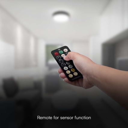 LED Plafonjera za kupatilo sa senzorom LED/24W/230V 4000K IP44 crno + Daljinski upravljač