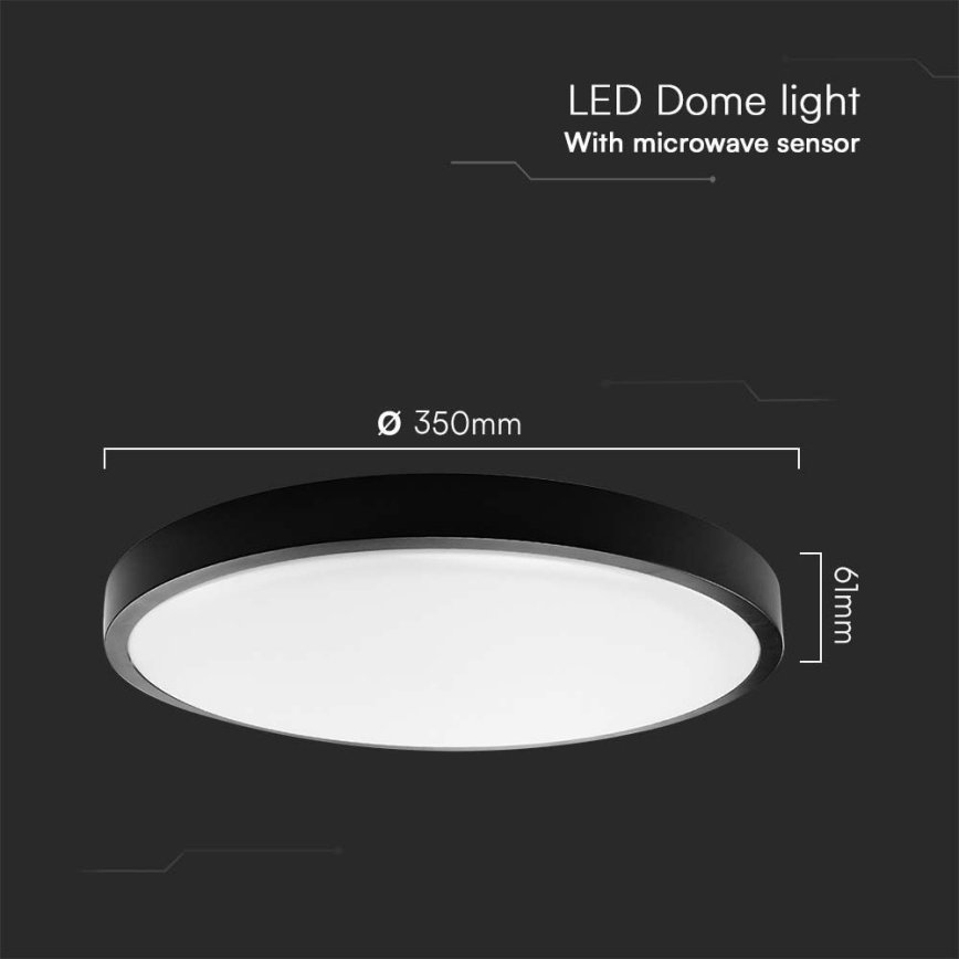 LED Plafonjera za kupatilo sa senzorom LED/24W/230V 4000K IP44 crno + Daljinski upravljač