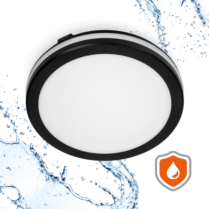 LED Plafonjera za kupatilo sa senzorom LED/24W/230V 3000/4000/6500K IP65 pr. 30 cm crno + Daljinski upravljač