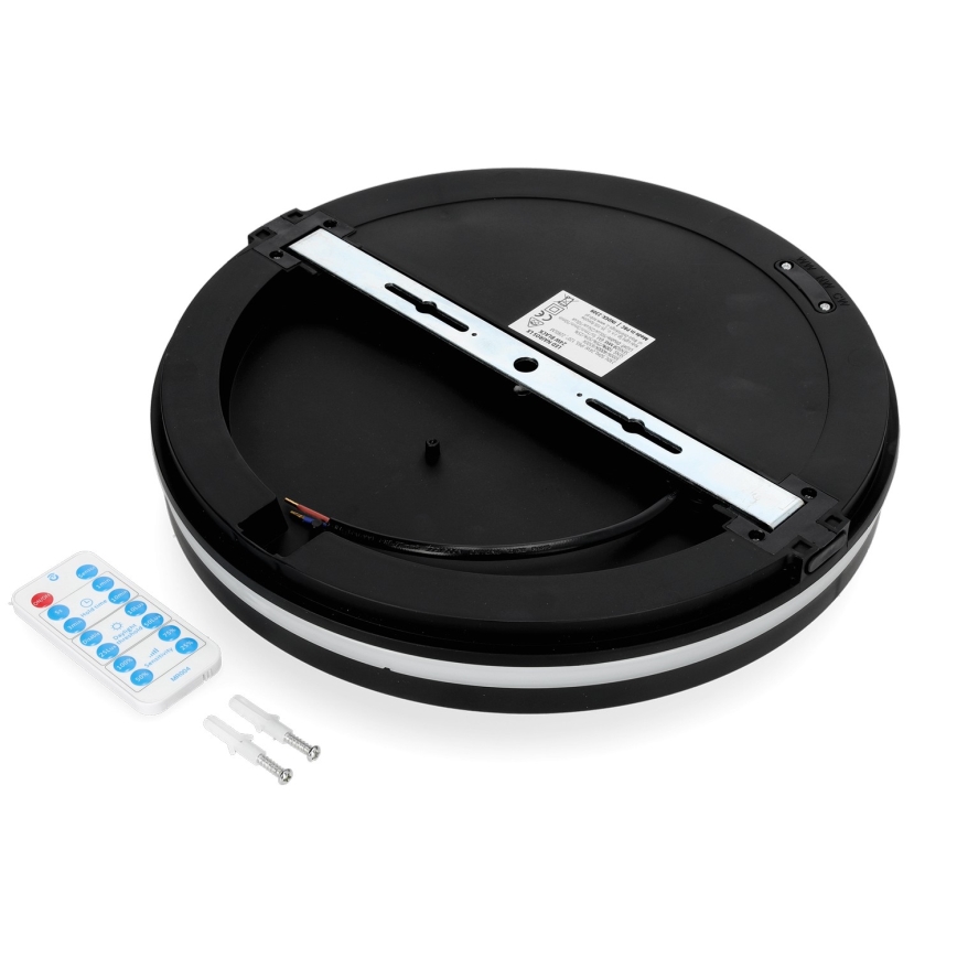 LED Plafonjera za kupatilo sa senzorom LED/24W/230V 3000/4000/6500K IP65 pr. 30 cm crno + Daljinski upravljač