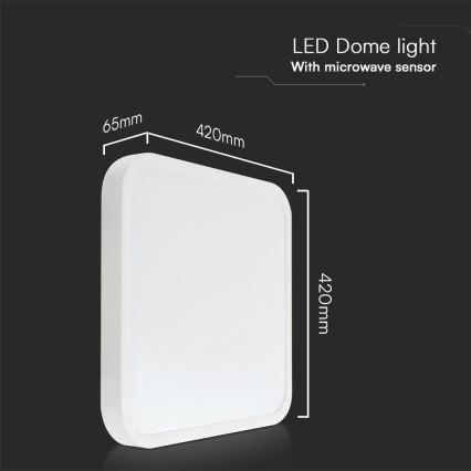 LED Plafonjera za kupatilo sa senzorom SAMSUNG CHIP LED/36W/230V IP44 4000K 42x42 cm bela + Daljinski upravljač