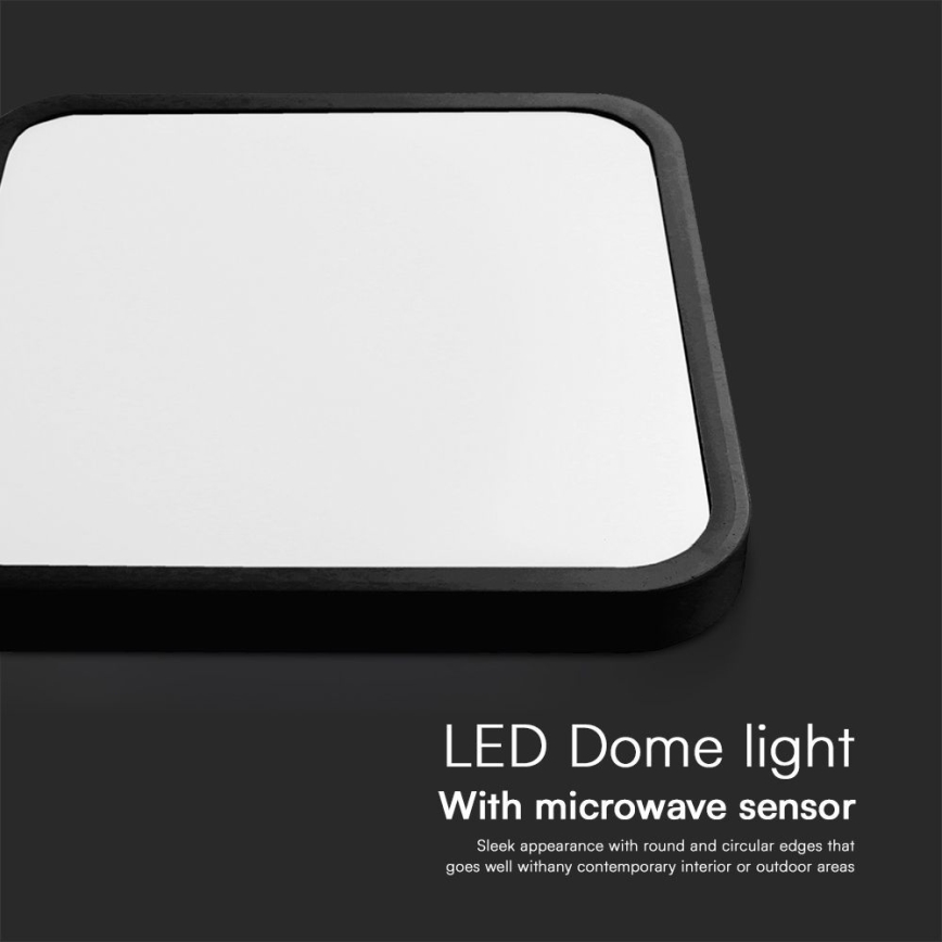 LED Plafonjera za kupatilo sa senzorom SAMSUNG CHIP LED/36W/230V IP44 4000K 42x42 cm crno + Daljinski upravljač