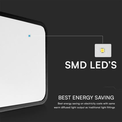 LED Plafonjera za kupatilo sa senzorom SAMSUNG CHIP LED/36W/230V IP44 4000K 42x42 cm crno + Daljinski upravljač