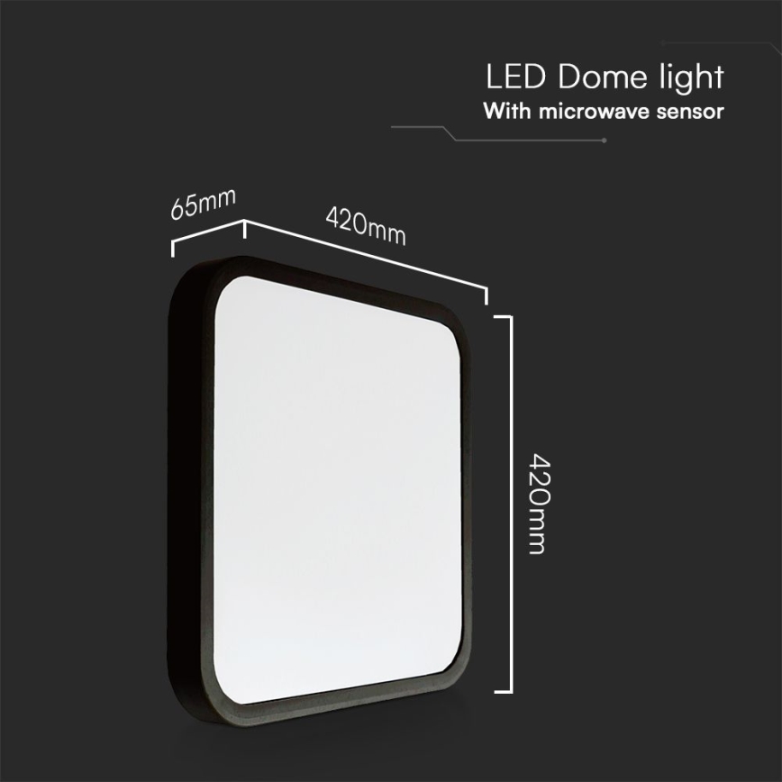 LED Plafonjera za kupatilo sa senzorom SAMSUNG CHIP LED/36W/230V IP44 4000K 42x42 cm crno + Daljinski upravljač