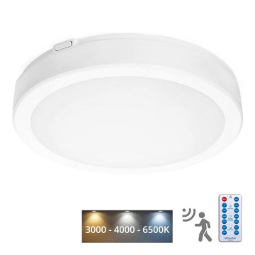 LED Plafonjera za kupatilo sa senzorom NAIROS LED/18W/230V IP65 3000/4000/6500K pr. 30 cm bela + Daljinski upravljač