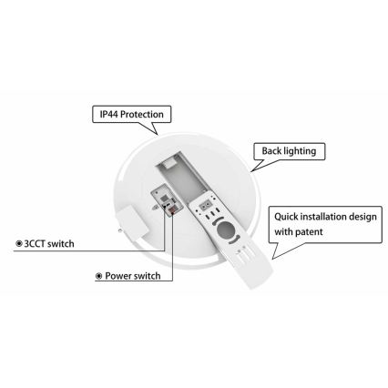 LED Prigušiva plafonjera za kupatilo SLIDE LED/6/12/18/24W/230V 2900/4000/6200K IP44 bela