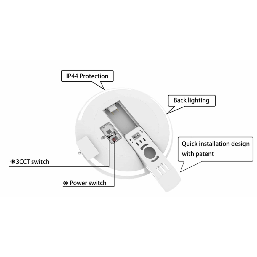 LED Prigušiva plafonjera za kupatilo SLIDE LED/6/12/18/24W/230V 2900/4000/6200K IP44 bela