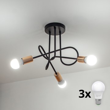 LED plafonski luster OXFORD 3xE27/15W/230V, crni
