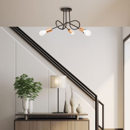 LED plafonski luster OXFORD 3xE27/15W/230V, crni