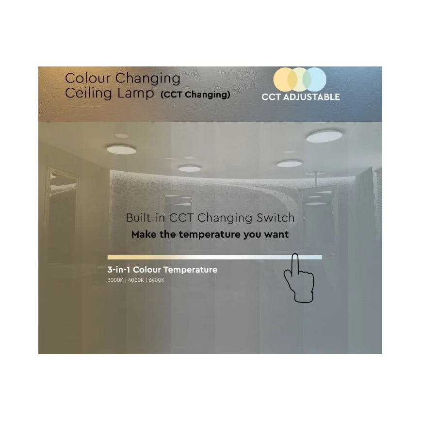 LED plafonsko svetlo 18W/230V, prečnik 31 cm, 3000/4000/6400K