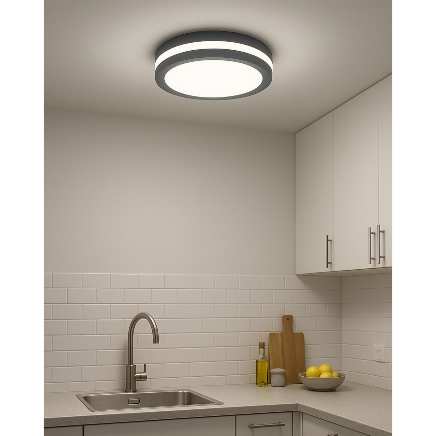 LED stropno svetlo sa senzorom pokreta LED/20W/230V 3000/4000/6500K prečnik 230 cm IP54 antracit