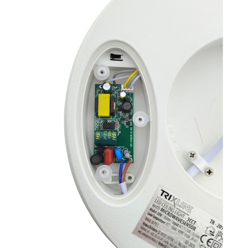 LED plafonsko svetlo sa senzorom pokreta LED/20W/230V 3000/4000/6500K prečnik 230 cm IP54 sivo
