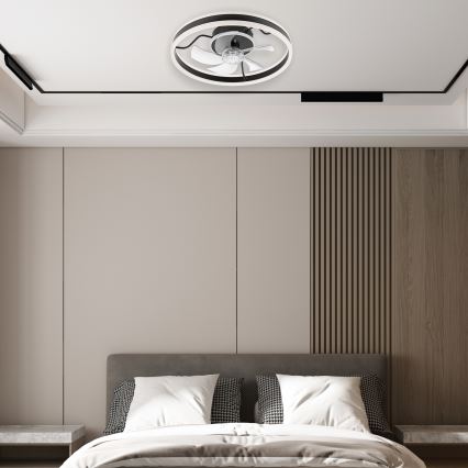 LED prigušiva plafonska lampa sa ventilatorom APOLLO LED/38W/230V crna + daljinski upravljač