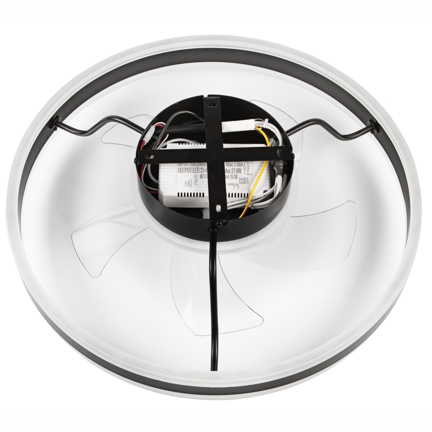 LED prigušiva plafonska lampa sa ventilatorom APOLLO LED/38W/230V crna + daljinski upravljač