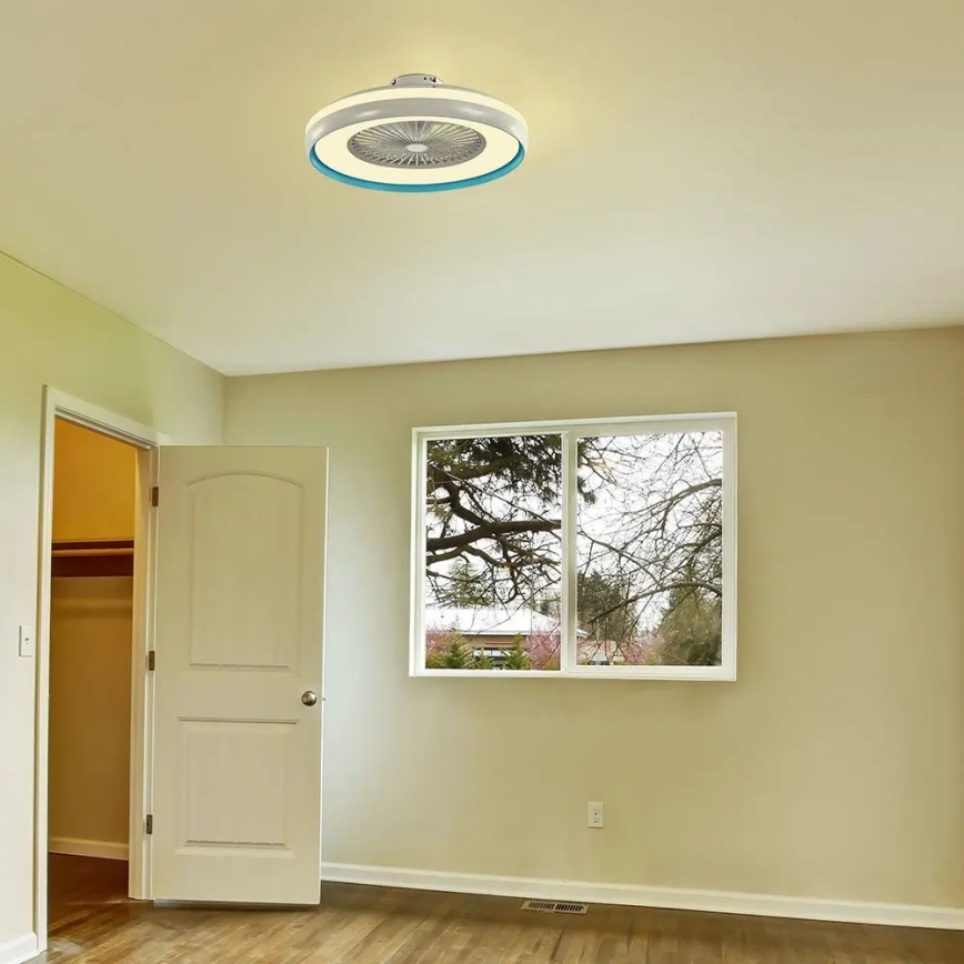 LED plafonska svetiljka sa ventilatorom LED/45W/230V 3000/4000/6500K plava + daljinski upravljač