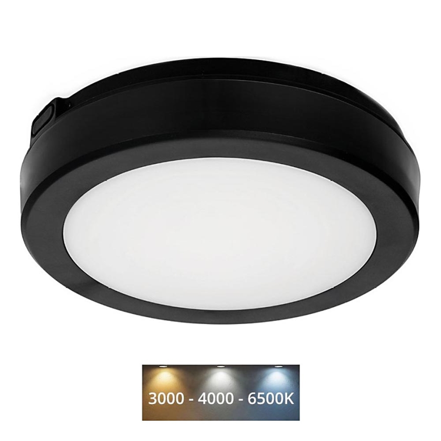 LED plafonsko svetlo za kupatilo NAIROS LED/12W/230V 3000/4000/6500K IP65, prečnik 20 cm, crno
