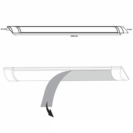LED Podelementna lampa LED/36W/230V 4000K 120 cm bela