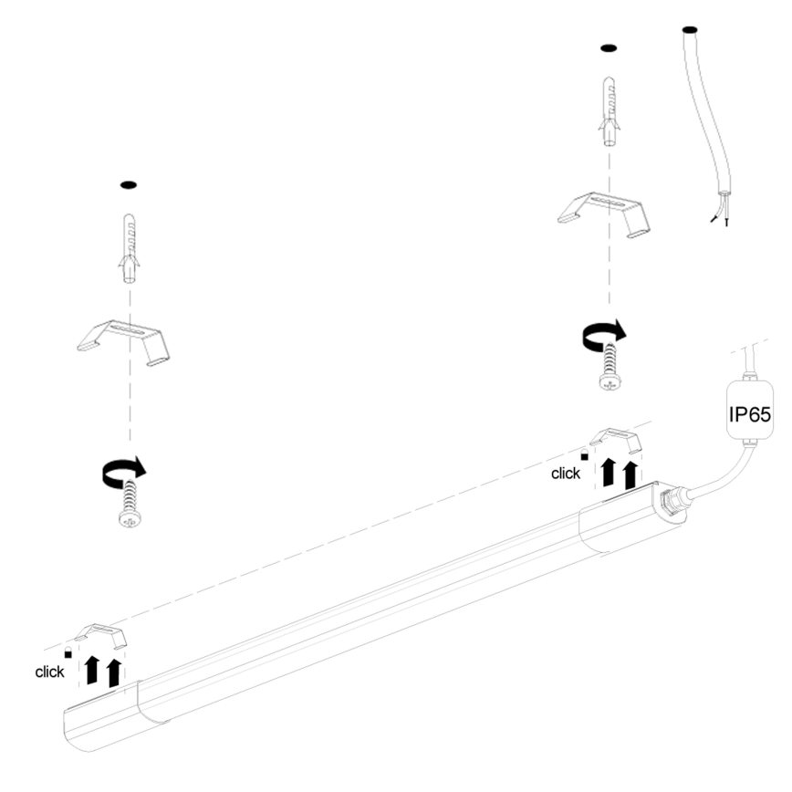 LED Podelementna lampa LED/36W/230V 4000K 120 cm crno